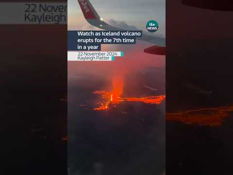Watch as Iceland volcano erupts for the 7th time in a year #itvnews #shorts