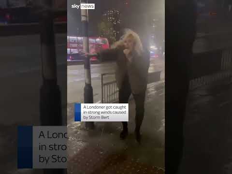 Woman loses umbrella to Storm Bert