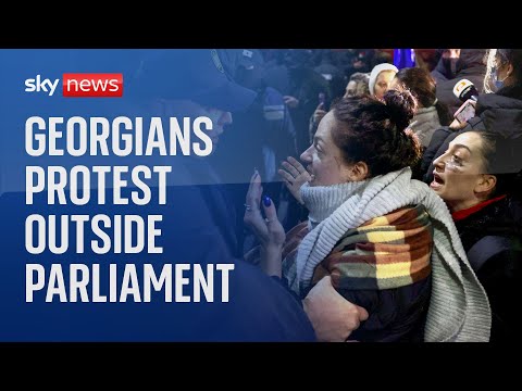 Georgians protest outside Parliament