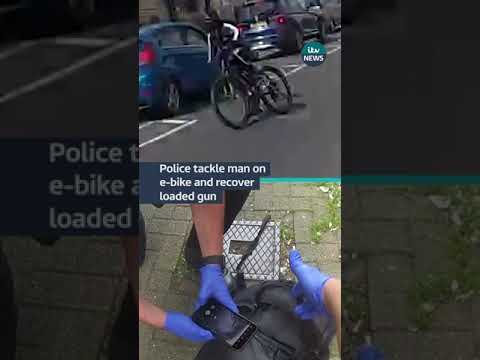 Police in Birmingham caught a man riding an e-bike with a loaded gun in his bag #itvnews