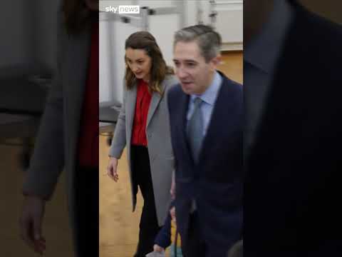 Simon Harris votes in Irish election