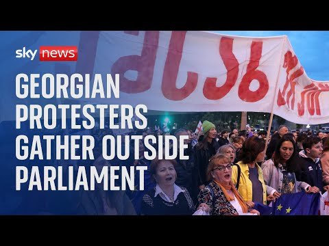 Watch live: Georgian demonstrators rally outside parliament building in Tbilisi over EU bid