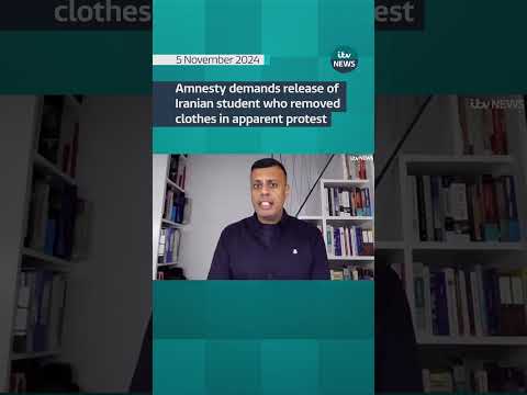 Amnesty demands release of Iranian student who removed clothes in apparent protest #itvnews #shorts
