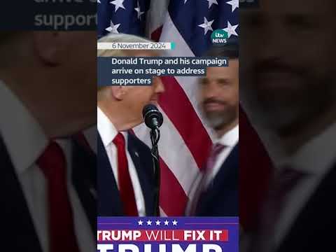 Trump takes to the stage at his campaign’s watch party in Florida #itvnews #trump2024 #harris