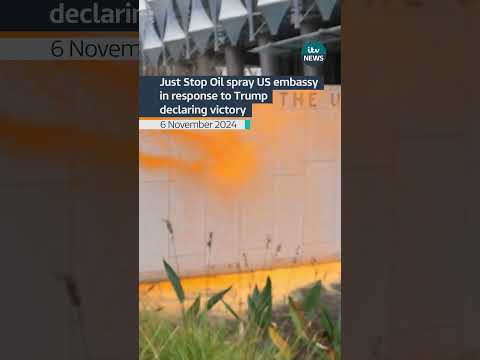Just Stop Oil have sprayed the US embassy in response to the election #itvnews #usa