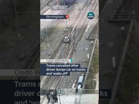 Trams in #birmingham  ground to a halt after a driver dumped their car on the tracks #shorts