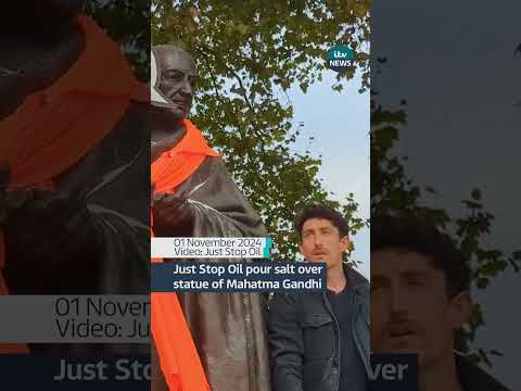 Just Stop Oil poured salt over a statue of Mahatma Gandhi in London #itvnews #shorts