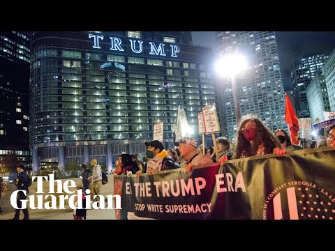 Protesters gather outside Chicago’s Trump Tower after election landslide