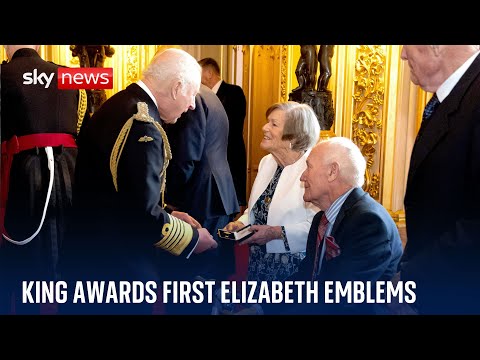 ‘It’s bittersweet’: King Charles presents first Elizabeth Emblems at Windsor Castle