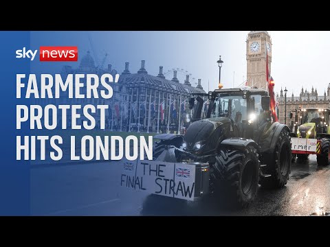 Watch Live: Farmers’ protest in London, blocking Westminster with tractors.