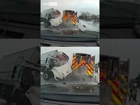 Dramatic motorway truck crash