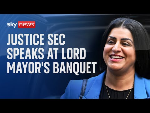 Watch live: Justice Sec Shabana Mahmood delivers speech at the Lord Mayor’s Banquet