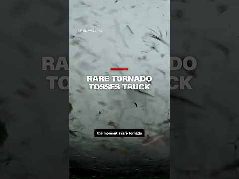 Truck’s dashcam captures the moment a rare tornado hit and tossed it