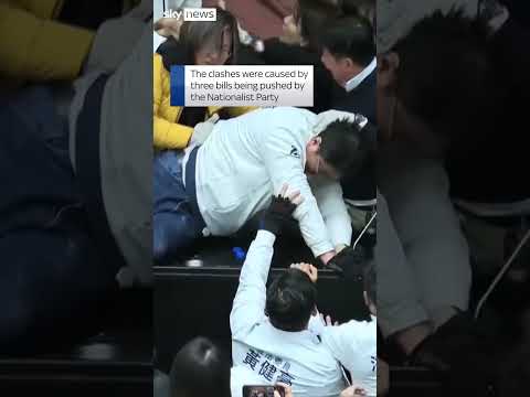 Lawmakers clash in Taiwan’s parliament