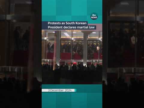 Police have set up a barrier around South Korea’s parliament as people gather outside to protest