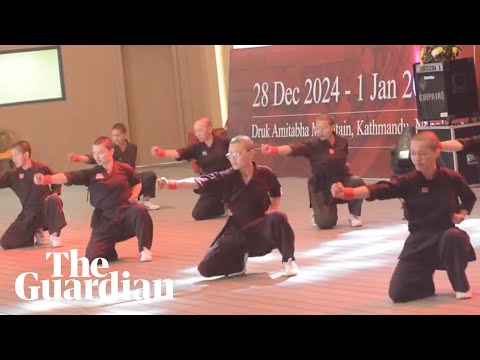 Kung fu nuns perform martial arts routine as monastery reopens in Nepal