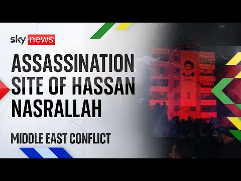 Sky News gains access to site of Hezbollah leader assassination
