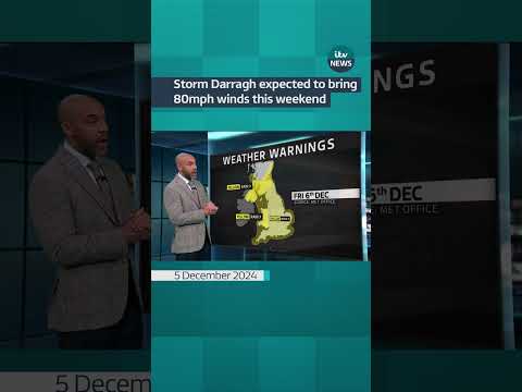 Storm Darragh has been named by the Met Office as the fourth storm of the season. #itvnews #storm
