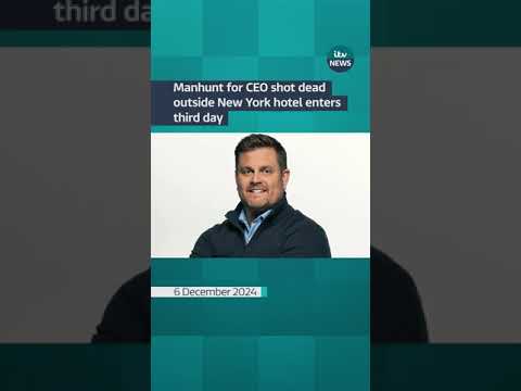 The search for the masked gunman who killed a healthcare CEO has moved into its third day.#itvnews