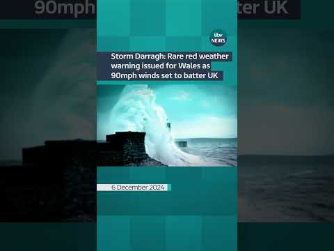 A rare red weather warning has been issued for the Welsh coast as winds of up to 90mph are expected