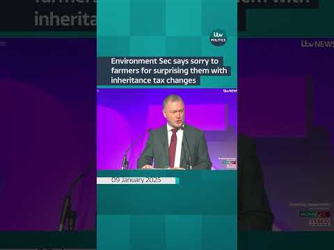 Environment Sec says sorry to farmers for surprising them with inheritance tax changes #itvnews