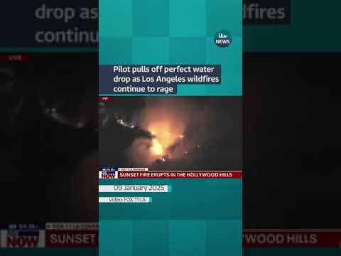 Pilot pulls off perfect water drop as Los Angeles wildfires continue to rage #itvnews