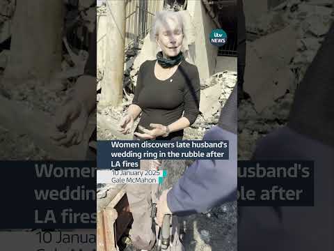Women discovers late husband’s wedding ring in the rubble after LA fires #itvnews #wildfires
