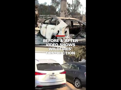 Side-by-side comparison shows wildfires’ destruction in Pacific Palisades