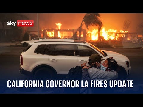 Watch: California Governor Gavin Newsom discusses LA fires latest – with at least 16 people dead