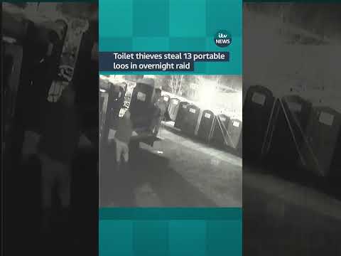 CCTV captures toilet thieves stealing 13 portable toilets in an overnight raid #itvnews #oxfordshire