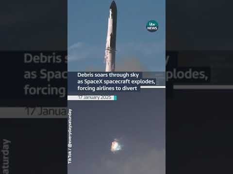 Debris soars through sky as SpaceX spacecraft explodes, forcing airlines to divert | ITV News