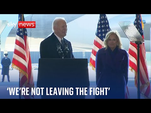 ‘We’re leaving office, we’re not leaving the fight,’ Joe Biden says as he thanks his staff