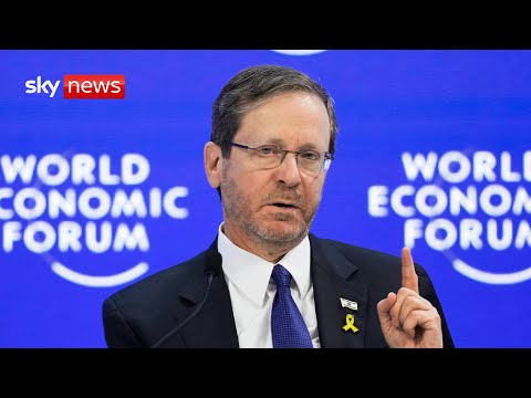 Israeli President Isaac Herzog speaks at the World Economic Forum in Davos