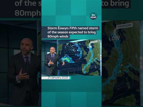 Storm Éowyn: Fifth named storm of the season expected to bring 80mph winds #itvnews #stormeowyn
