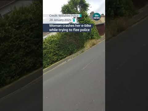 Woman crashes her e-bike while trying to flee police.