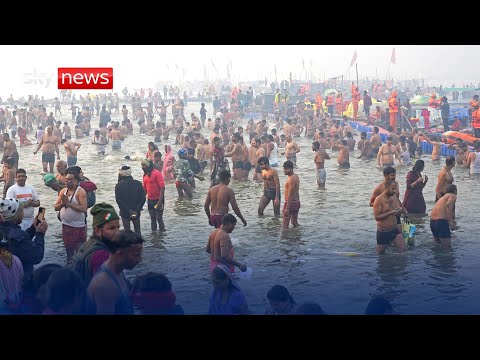 Devotees in India gather at the Maha Kumbh festival to take the holy bath