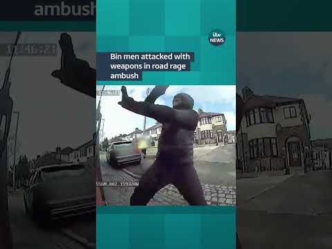 Bin men attacked with weapons in road rage ambush.