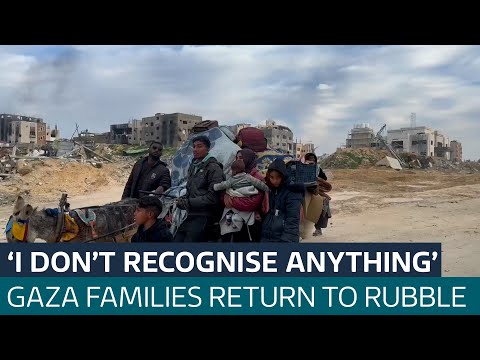 A 30-hour journey back: one family returns to the rubble of their home in Gaza | ITV News