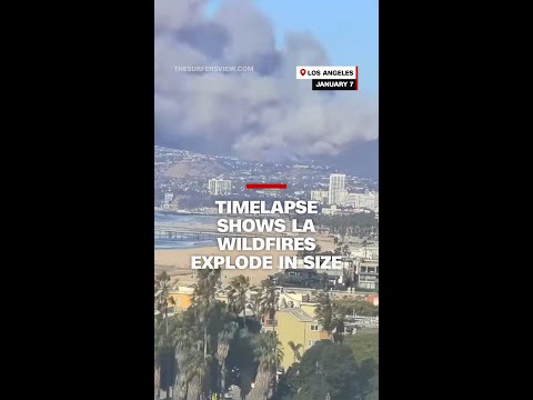 Timelapse shows LA wildfires explode in size