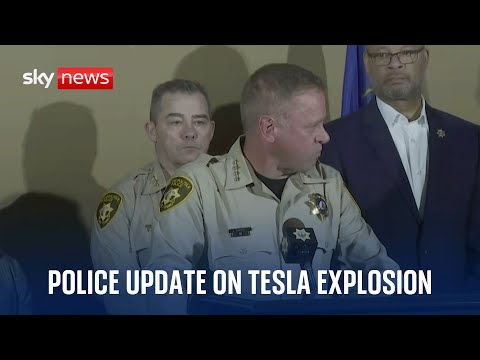 Police news conference after Tesla cybertruck explosion outside Trump hotel in Las Vegas – in full