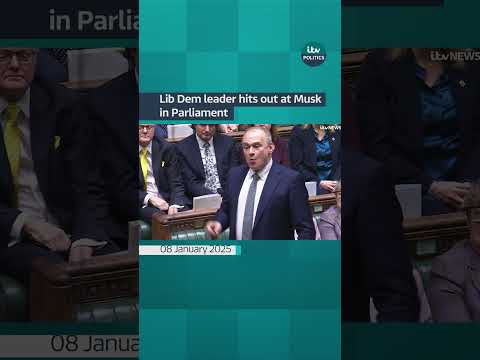 Ed Davey hits out at Elon Musk in Parliament #itvnews #elonmusk #nigelfarage #politics