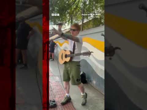 Police unplug Ed Sheeran’s street performance in India. #India #EdSheeran #BBCNews