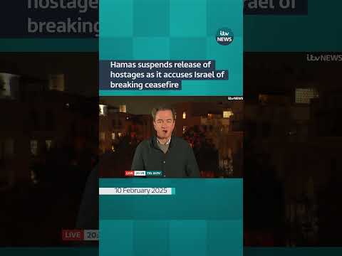 Hamas suspends release of hostages as it accuses Israel of breaking ceasefire #itvnews #hamas