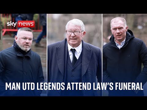 Denis Law’s funeral takes place in Manchester