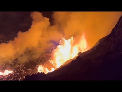 Fountains of lava erupt from Mount Kilauea volcano in Hawaii