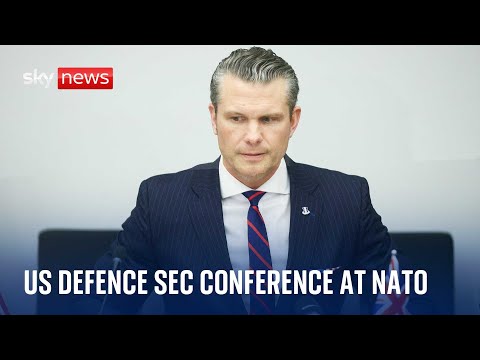 US Defence Secretary Pete Hegseth holds a news conference after a meeting of NATO ministers