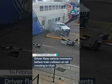 Driver flees vehicle moments before train collision at rail crossing in Utah #itvnews