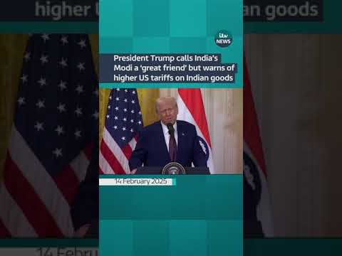 President Donald Trump greeted Indian PM Narendra Modi at the White House with a bear hug #itvnews