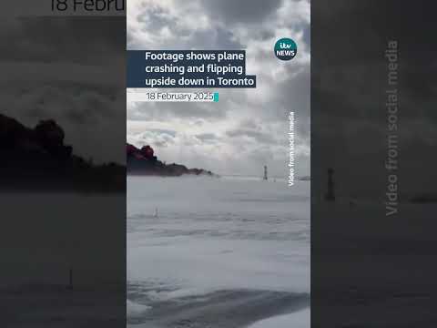 Footage shows plane crashing and flipping upside down in Toronto  #itvnews