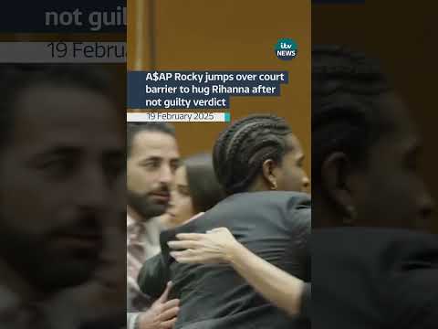 A$AP Rocky dived over a court barrier after a jury found him not guilty of firing a handgun #itvnews